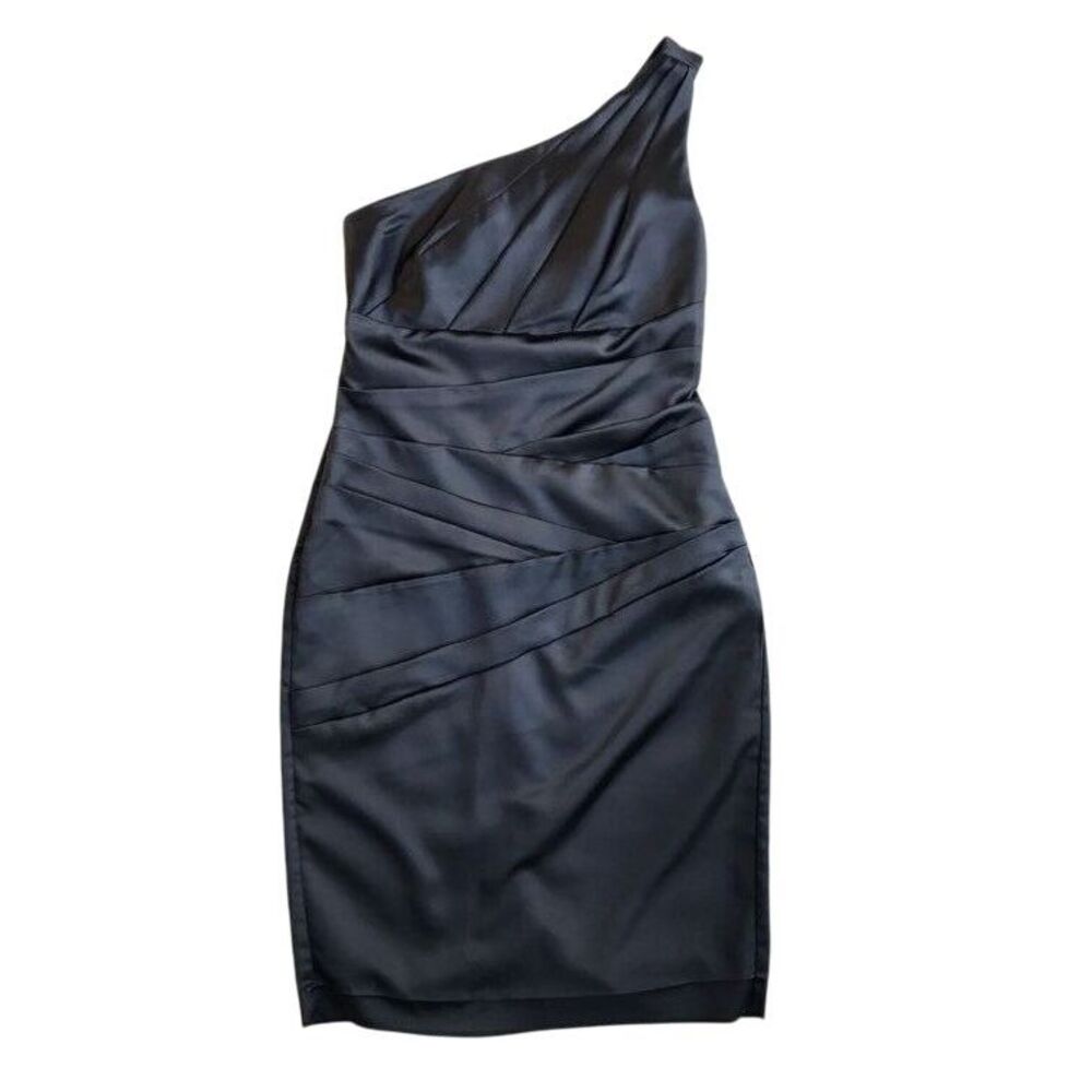 David's Bridal One Shoulder Dress Cocktail‎ Party Bodycon Black Size 8